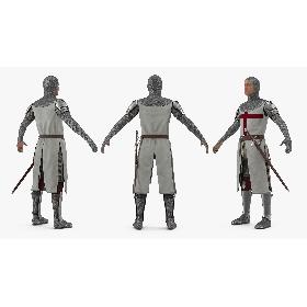 3D model Knight Templar T-Pose